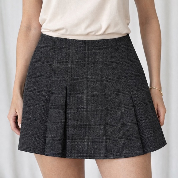 Zara Dresses & Skirts - Zara Dark Gray Plaid Mini Skort